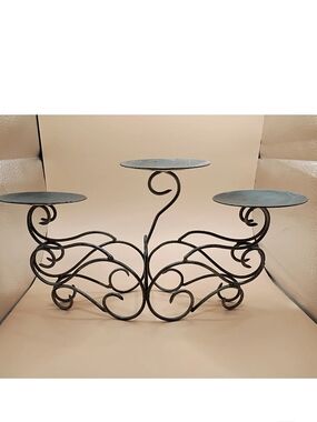 Decorative Wrought Iron 3-candle Stand - Black